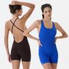imageAUROLA Strapy Romper for Women Workout Yoga Gym Seamless One Piece Jumpsuit Tummy Control Padded Sports BraKlein Blue