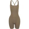 imageAUROLA Strapy Romper for Women Workout Yoga Gym Seamless One Piece Jumpsuit Tummy Control Padded Sports BraNatural