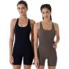 imageAUROLA Strapy Romper for Women Workout Yoga Gym Seamless One Piece Jumpsuit Tummy Control Padded Sports BraSet Blackchestnut Brown