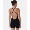 imageAUROLA Strapy Romper for Women Workout Yoga Gym Seamless One Piece Jumpsuit Tummy Control Padded Sports BraSet Blackdark Grey