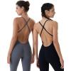 imageAUROLA Women Jumpsuits for Workout Yoga Gym Seamless Strappy One Piece Padded Bra BodysuitsJumpsuits Black