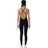 imageAUROLA Women Jumpsuits for Workout Yoga Gym Seamless Strappy One Piece Padded Bra BodysuitsJumpsuits Black