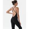 imageAUROLA Women Jumpsuits for Workout Yoga Gym Seamless Strappy One Piece Padded Bra BodysuitsJumpsuits Black
