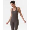 imageAUROLA Women Jumpsuits for Workout Yoga Gym Seamless Strappy One Piece Padded Bra BodysuitsJumpsuits Chestnut Brown