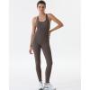imageAUROLA Women Jumpsuits for Workout Yoga Gym Seamless Strappy One Piece Padded Bra BodysuitsJumpsuits Chestnut Brown