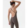 imageAUROLA Women Jumpsuits for Workout Yoga Gym Seamless Strappy One Piece Padded Bra BodysuitsJumpsuits Chestnut Brown
