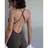imageAUROLA Women Jumpsuits for Workout Yoga Gym Seamless Strappy One Piece Padded Bra BodysuitsJumpsuits Chestnut Brown