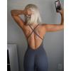 imageAUROLA Women Jumpsuits for Workout Yoga Gym Seamless Strappy One Piece Padded Bra BodysuitsJumpsuits Dark Grey