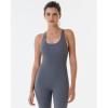 imageAUROLA Women Jumpsuits for Workout Yoga Gym Seamless Strappy One Piece Padded Bra BodysuitsJumpsuits Dark Grey