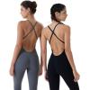 imageAUROLA Women Jumpsuits for Workout Yoga Gym Seamless Strappy One Piece Padded Bra BodysuitsJumpsuits Pageant Blue