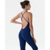 imageAUROLA Women Jumpsuits for Workout Yoga Gym Seamless Strappy One Piece Padded Bra BodysuitsJumpsuits Pageant Blue