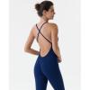 imageAUROLA Women Jumpsuits for Workout Yoga Gym Seamless Strappy One Piece Padded Bra BodysuitsJumpsuits Pageant Blue
