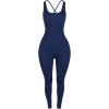 imageAUROLA Women Jumpsuits for Workout Yoga Gym Seamless Strappy One Piece Padded Bra BodysuitsJumpsuits Pageant Blue