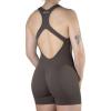 imageAUROLA Power Romper for Women Workout Yoga Gym Seamless One Piece Racerback Jumpsuit Tummy Control Padded Sports BraChestnut Brown