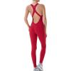 imageAUROLA Power Workout Jumpsuit for Women Yoga Gym Seamless One Piece Racerback Tummy Control Padded Bra JumpsuitChili Red