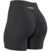 imageAUROLA Power Workout Shorts for Women Tummy Control Squat Proof Ribbed Thick Seamless Scrunch Active ShortDark Grey