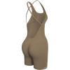 imageAUROLA Strapy Romper for Women Workout Yoga Gym Seamless One Piece Jumpsuit Tummy Control Padded Sports BraNatural
