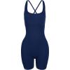imageAUROLA Strapy Romper for Women Workout Yoga Gym Seamless One Piece Jumpsuit Tummy Control Padded Sports BraPageant Blue