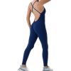 imageAUROLA Women Jumpsuits for Workout Yoga Gym Seamless Strappy One Piece Padded Bra BodysuitsJumpsuits Pageant Blue
