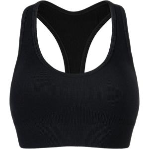 imageAUROLA Power Racerback Sport Bra for WomenSeamless Padded Active Workout Gym Yoga Crop Tank TopBlack