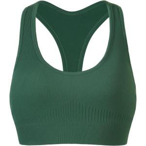 imageAUROLA Power Racerback Sport Bra for WomenSeamless Padded Active Workout Gym Yoga Crop Tank TopEden Green