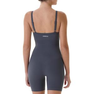 imageAUROLA Power Romper for Women Workout Yoga Gym Seamless One Piece Racerback Jumpsuit Tummy Control Padded Sports Bra1 Dark Grey