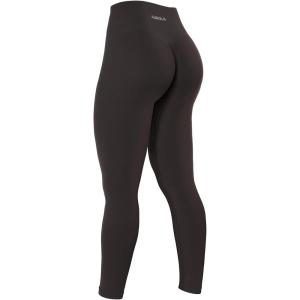imageAUROLA Power Workout Leggings for Women Tummy Control Squat Proof Ribbed Thick Seamless Scrunch Active PantsChocolate Torte
