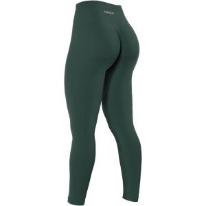 imageAUROLA Power Workout Leggings for Women Tummy Control Squat Proof Ribbed Thick Seamless Scrunch Active PantsEden Green