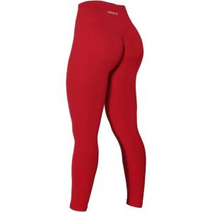 imageAUROLA Power Workout Leggings for Women Tummy Control Squat Proof Ribbed Thick Seamless Scrunch Active PantsFlame Red