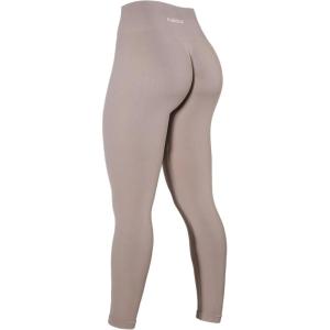 imageAUROLA Power Workout Leggings for Women Tummy Control Squat Proof Ribbed Thick Seamless Scrunch Active PantsNatural