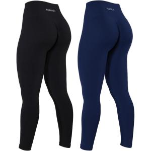 imageAUROLA Power Workout Leggings for Women Tummy Control Squat Proof Ribbed Thick Seamless Scrunch Active PantsSet Blacknaval Academy