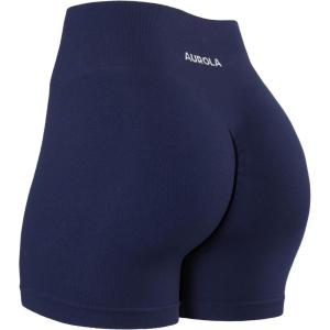 imageAUROLA Power Workout Shorts for Women Tummy Control Squat Proof Ribbed Thick Seamless Scrunch Active ShortNaval Academy