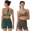 imageAUROLA Mercury Workout Sports Bras Women Athletic Removable Padded Backless Strapy Minimal Crop TopCoffee