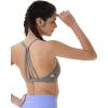 imageAUROLA Mercury Workout Sports Bras Women Athletic Removable Padded Backless Strapy Minimal Crop TopFloralkhaki