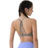 imageAUROLA Mercury Workout Sports Bras Women Athletic Removable Padded Backless Strapy Minimal Crop TopFloralkhaki