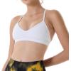 imageAUROLA Mercury Workout Sports Bras Women Athletic Removable Padded Backless Strapy Minimal Crop TopMercurysolidcrescent White