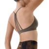 imageAUROLA Mercury Workout Sports Bras Women Athletic Removable Padded Backless Strapy Minimal Crop TopSeamless Chestnut Brown