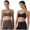 imageAUROLA Mercury Workout Sports Bras Women Athletic Removable Padded Backless Strapy Minimal Crop TopSeamless Chestnut Brown