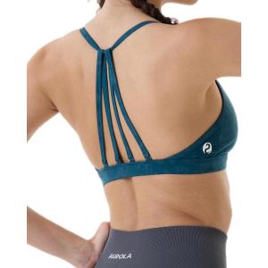 imageAUROLA Mercury Workout Sports Bras Women Athletic Removable Padded Backless Strapy Minimal Crop TopFloraldeep Teal