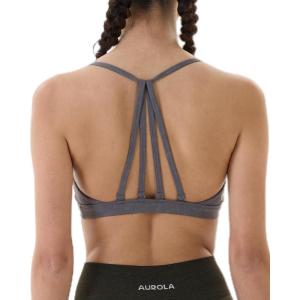 imageAUROLA Mercury Workout Sports Bras Women Athletic Removable Padded Backless Strapy Minimal Crop TopIce Flower Dark Grey
