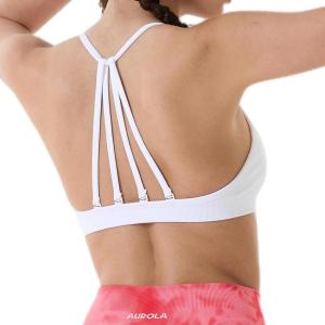 imageAUROLA Mercury Workout Sports Bras Women Athletic Removable Padded Backless Strapy Minimal Crop TopSeamless Ivory