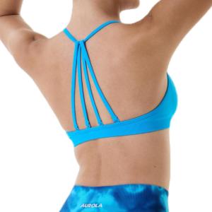 imageAUROLA Mercury Workout Sports Bras Women Athletic Removable Padded Backless Strapy Minimal Crop TopSeamlessblue Danube