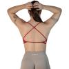 imageAUROLA Workout Sports Bras Women Athletic Removable Backless Strappy Criss Cross Light Support Gym Fitness Yoga Crop BraMarssolidchili Red
