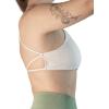 imageAUROLA Workout Sports Bras Women Athletic Removable Backless Strappy Criss Cross Light Support Gym Fitness Yoga Crop BraSolidcrescent White