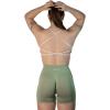imageAUROLA Workout Sports Bras Women Athletic Removable Backless Strappy Criss Cross Light Support Gym Fitness Yoga Crop BraSolidcrescent White