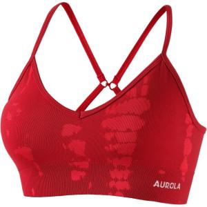 imageAUROLA Serpent Seamless Sports Bras for WomenBackless Padded Strappy Workout Gym Yoga Crop TopsSerpent Christmas Red
