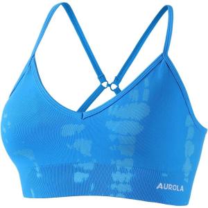 imageAUROLA Serpent Seamless Sports Bras for WomenBackless Padded Strappy Workout Gym Yoga Crop TopsSerpent Indigo