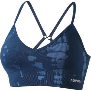imageAUROLA Serpent Seamless Sports Bras for WomenBackless Padded Strappy Workout Gym Yoga Crop TopsSerpent Water Blue