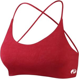 imageAUROLA Workout Sports Bras Women Athletic Removable Backless Strappy Criss Cross Light Support Gym Fitness Yoga Crop BraEarthpatternchili Red
