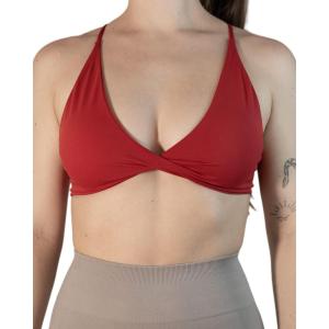 imageAUROLA Workout Sports Bras Women Athletic Removable Backless Strappy Criss Cross Light Support Gym Fitness Yoga Crop BraMarssolidchili Red